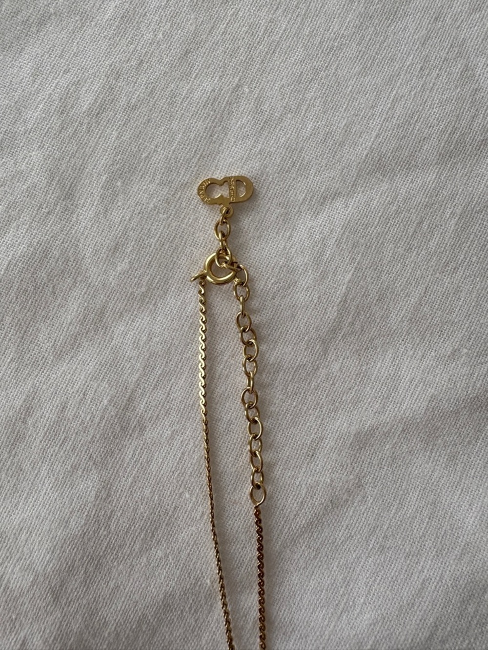 Authentic Christian Dior Gold Tone Rhinestone Chain Pendant Necklace - Picture 5 of 9